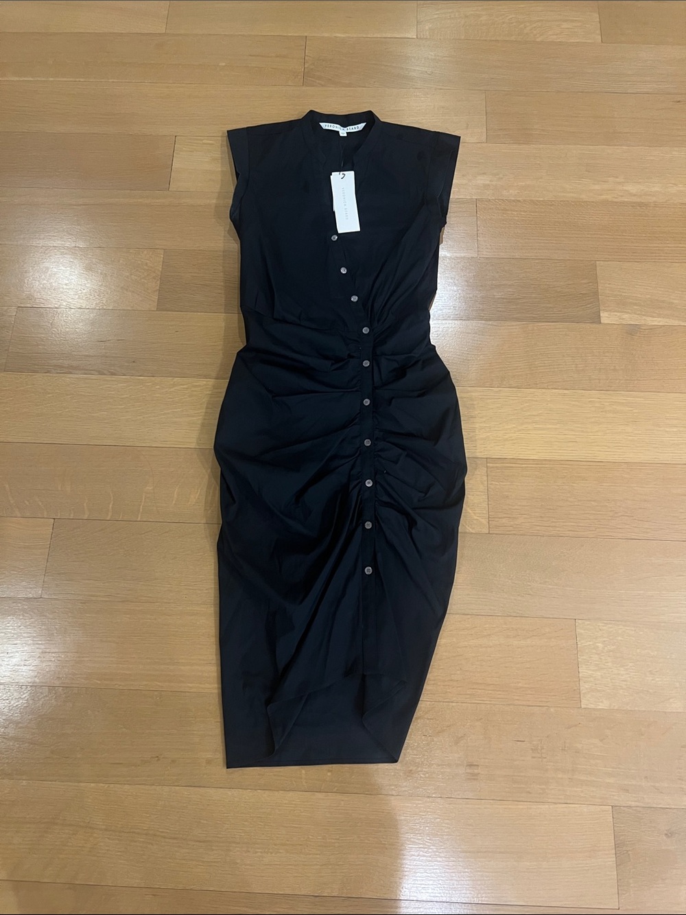 Veronica Beard Navy Blue Ruched Button-Front Dress. Size 4